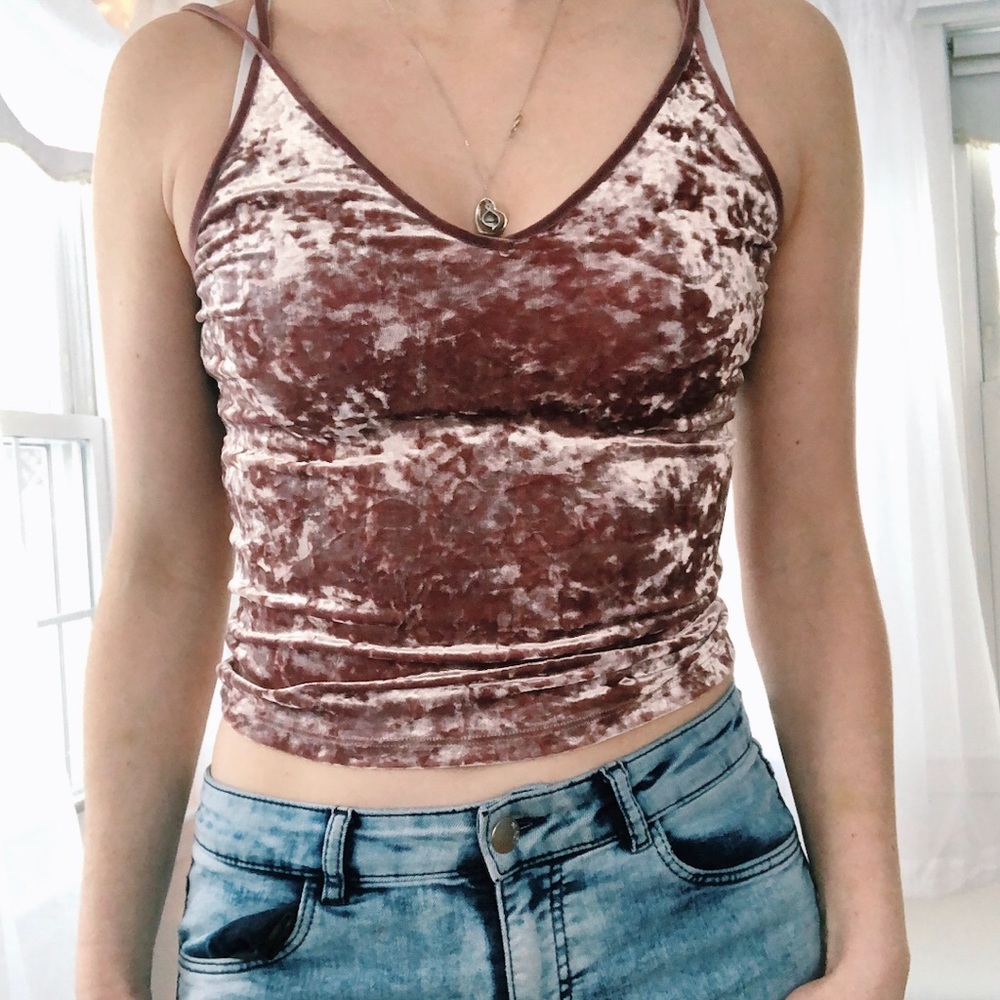 Pink velvet tank top